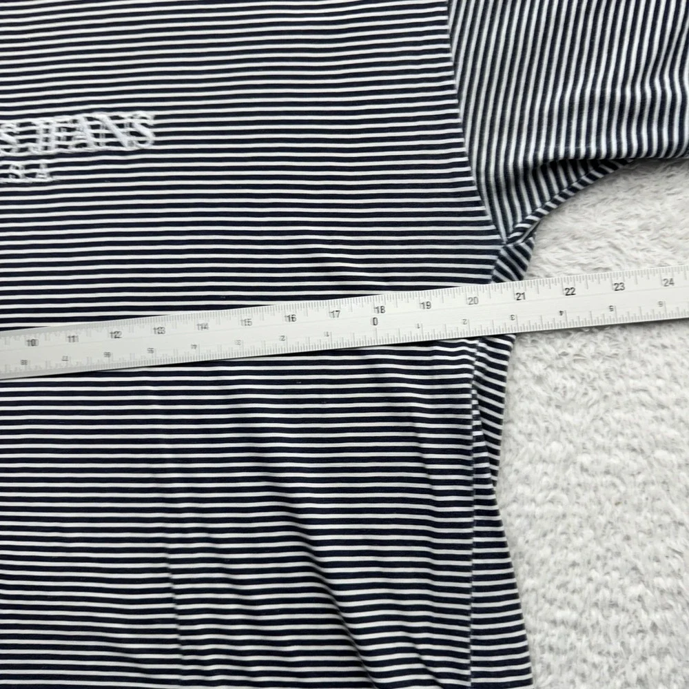 Vintage Guess Jeans USA Striped T-Shirt Georges Marciano Navy White Mens Large - Picture 5 of 9